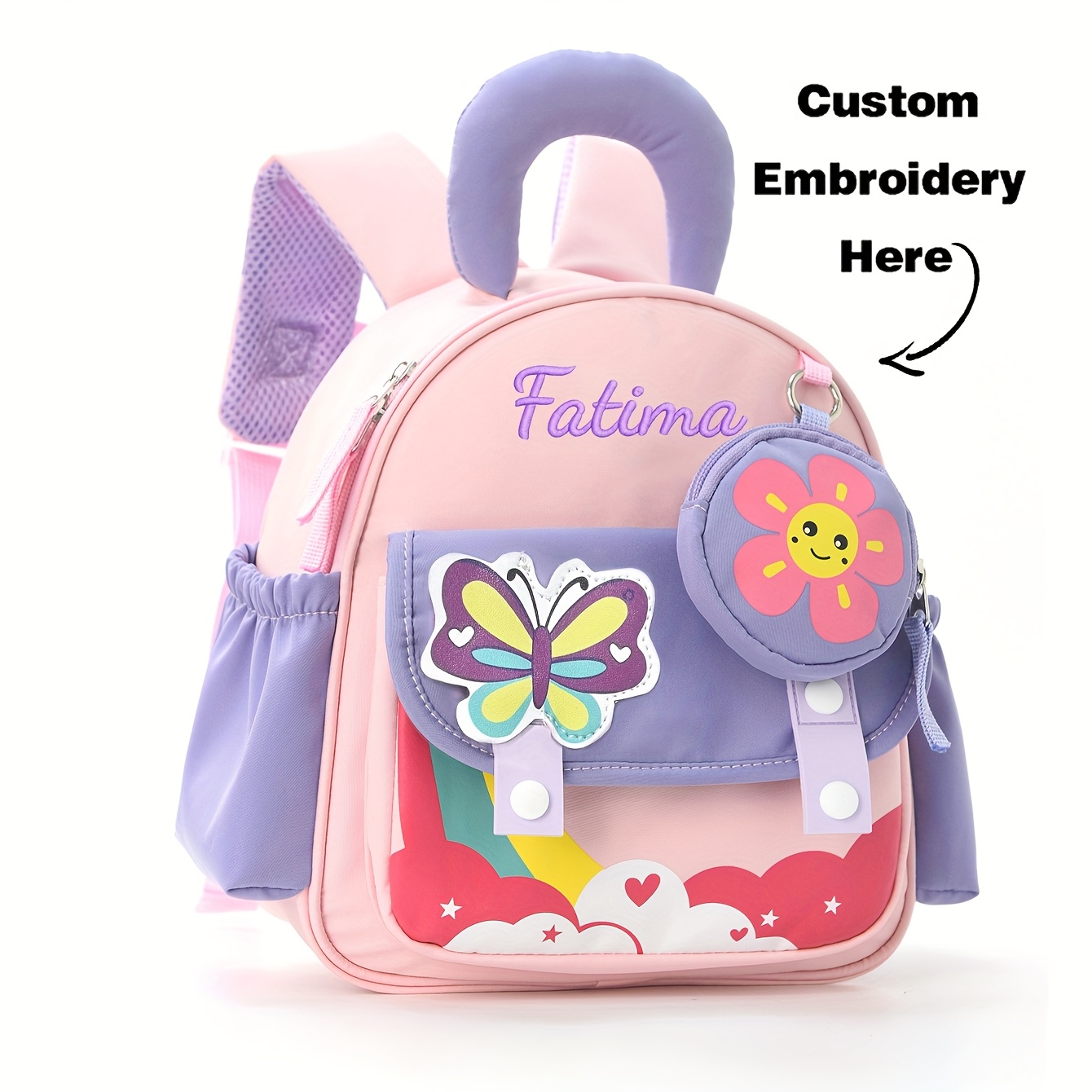 Baby Nursery Backpack - Custom Name Cartoon Stylish Backpack, Embroidered
