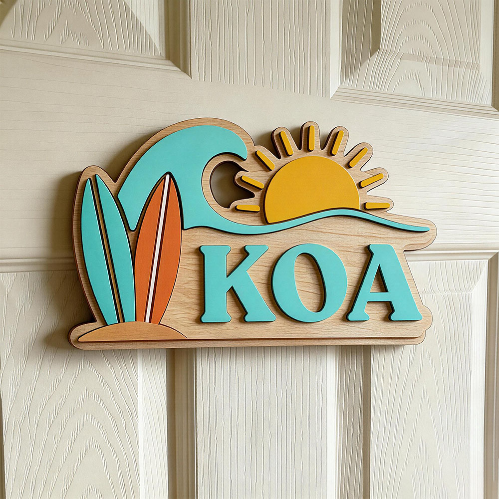 Baby Nursery In - Custom Beach Wave Surfboard Sun Name