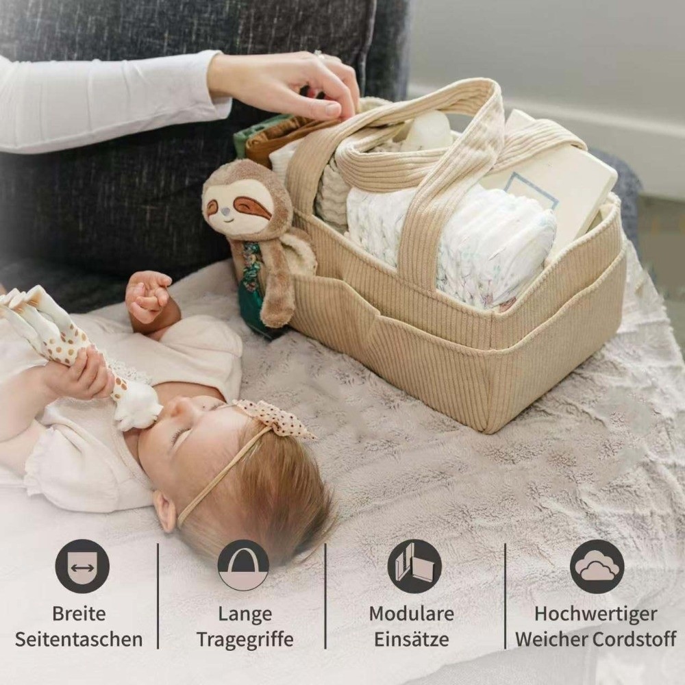 Baby Nursery Backpack - Corduroy Bag Large Capacity Diaper Organizer