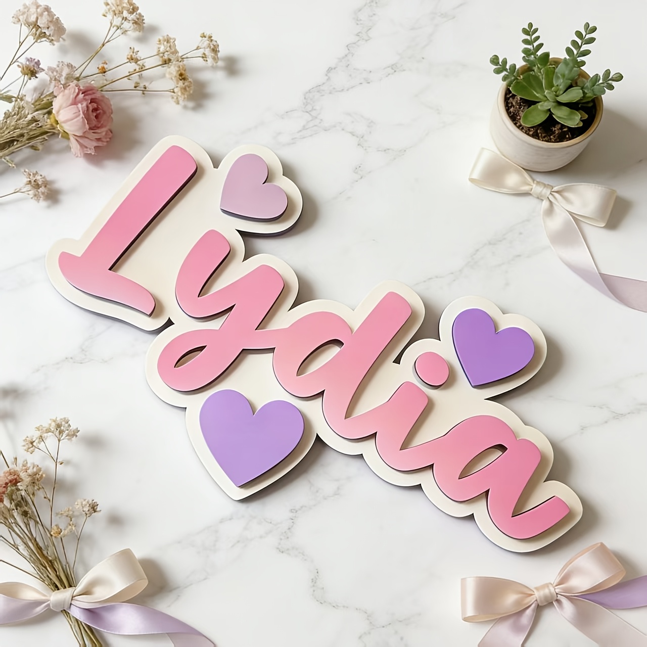 Personalized Gradient Heart Na - Baby Nursery In 评论和价格