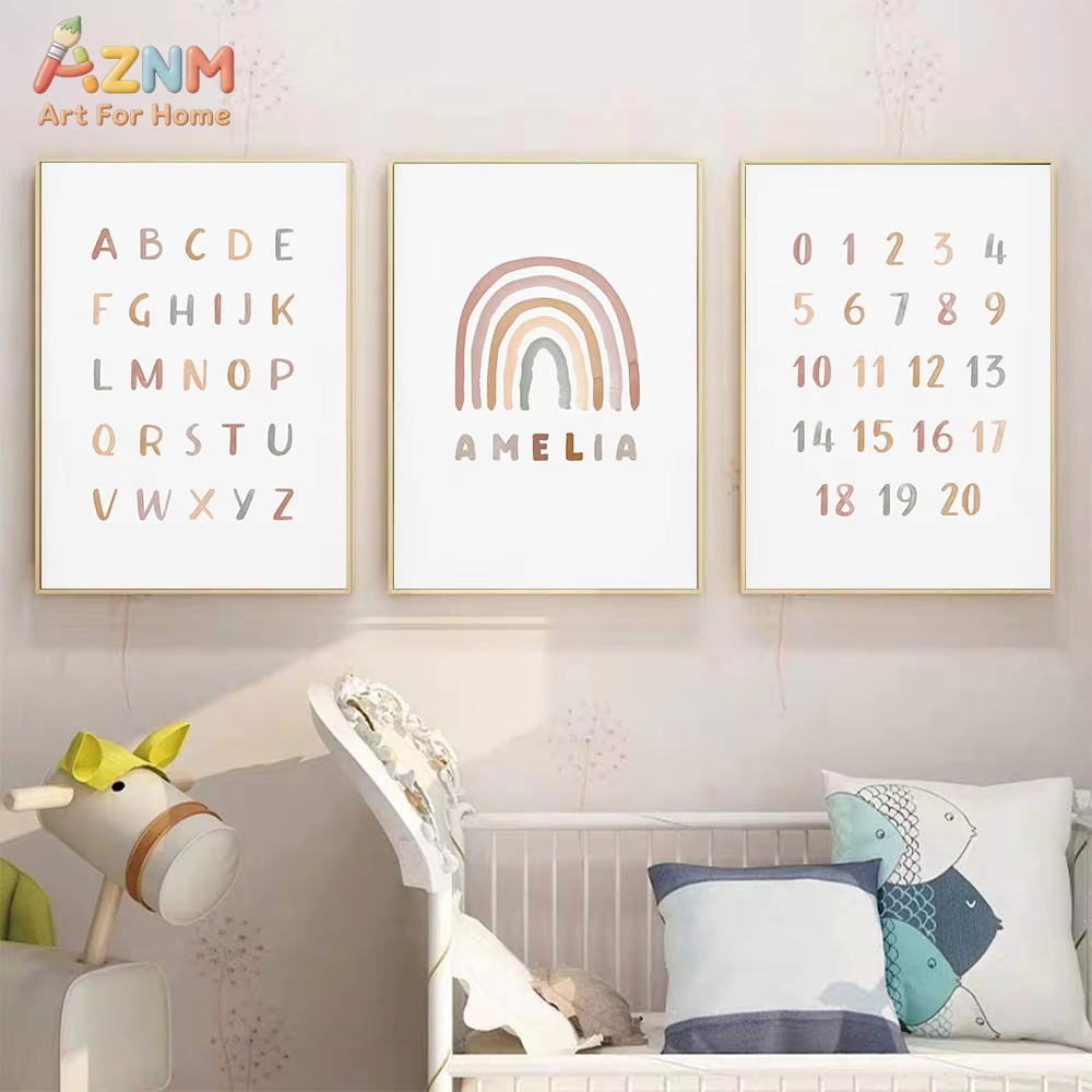 Poster Custom ABC 123 Rainbow  - Baby Nursery Name Wall Art 评论和价格