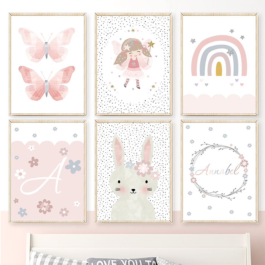 Cute Girl Rabbit Flower Butter - Baby Nursery Room 评论和价格