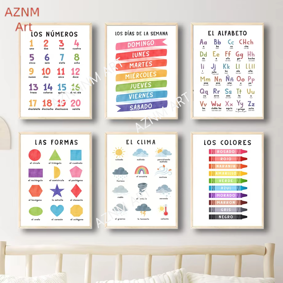 1PC Educational Spanish Alphab - Baby Nursery In Spanish 评论和价格